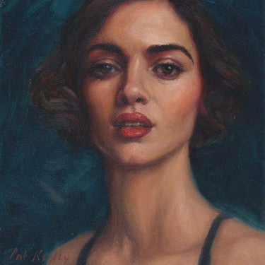 Midnight Blues - Fine Art Print from Original Contemporary Oil Portrait by Pat Kelley. Modern Female Art with a Vintage Vibe 