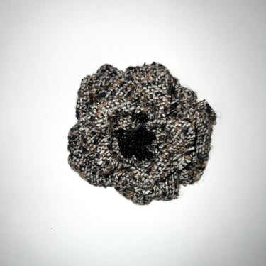 Brown Tweed Rose Brooch