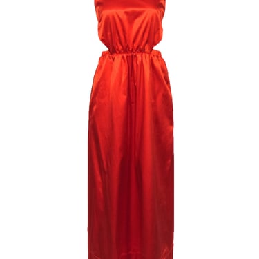 Staud - Burnt Orange Backless Halter Top Maxi Dress w/ Pockets Sz S