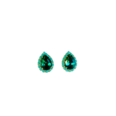 The Pink Reef Pear Stud in Emerald