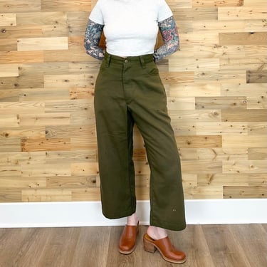 90's Vintage Olive Green Faded Worn F.S.S. Wildland Firefighting Trouser Work Pants Uniform / Tag 38x30 Actual 36" 