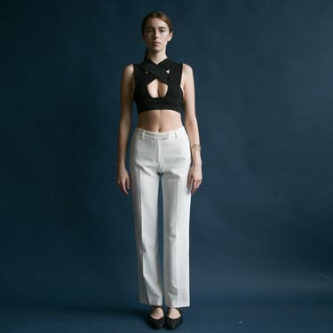 7133t / romeo gigli white tab front trousers 