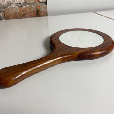Vintage Teak Hand Mirror 