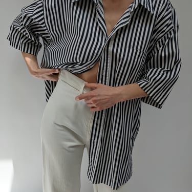Vintage Onyx &amp; Ivory Striped Button Down