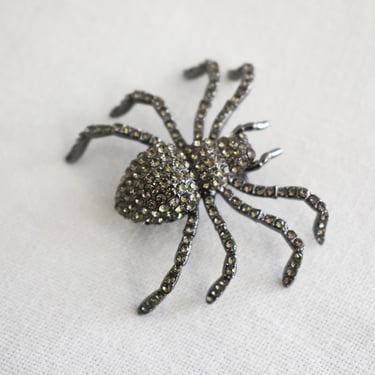 1990s/Y2K Rhinestone Spider Brooch 