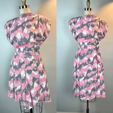 Vintage 1940s Two 2 Piece Romper and Skirt Novelty Print Playsuit Shorts 