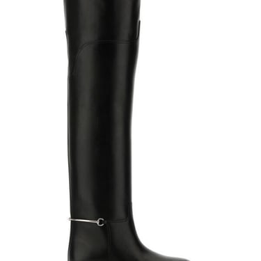 Gucci Woman Black Leather Over-The-Knee Boots