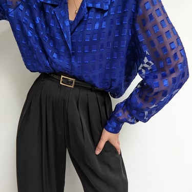 Vintage Indigo Sheer Tunic Blouse