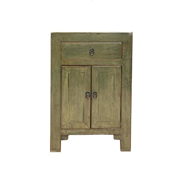 Distressed Marks Light Olive Green Drawer End Table Nightstand ws4599E 