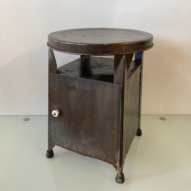 1940s Steel Shoe Shine Stool w/ Storage Compartment