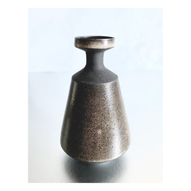 SHIPS NOW- Seconds Sale- 7" Angular Stoneware Bud Vase in Brown and Black glaze by Sara Paloma Pottery 