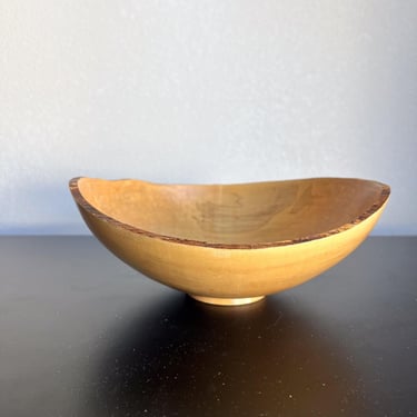 2000s Studio Art Sculptural Maple Bowl Turned Wood 