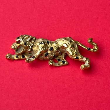 vintage jaguar pin 1960s jewel eye big cat flair brooch 