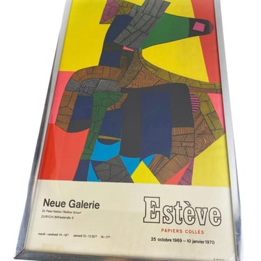 1969 Vintage Original Estève Neue Gallerie Modern Art Poster by Mourlot Studios 