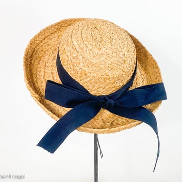 Kaminski | 1980s Woven Straw Hat | 80s Raffia Straw Wide Hat | Straw Sun Hat | Kaminiski 