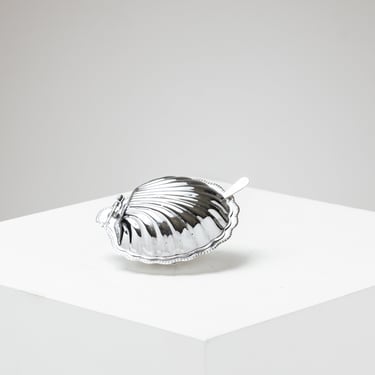 BEURRIER COQUILLAGE EN MÉTAL ARGENTÉ, 1970s
