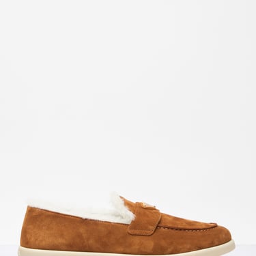 Prada Women Suede And Shearling Loafers