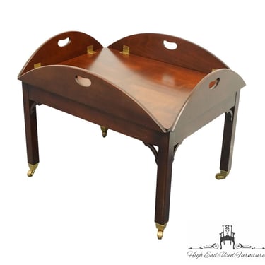 KITTINGER FURNITURE Banded Mahogany Traditional Style Accent Butler's Coffee Tray Table 