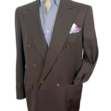 Vintage 1970s Wool Gabardine Double-Breasted Blazer ~ 36 to 38 R