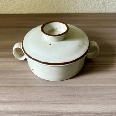 Vintage Stoneware Sugar Bowl with Lid "Brown Mist" by Niels Refsgaard 