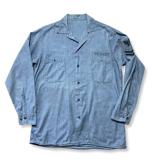 Vintage 1950s/1960s US Navy Chambray Uniform Shirt ~ size M