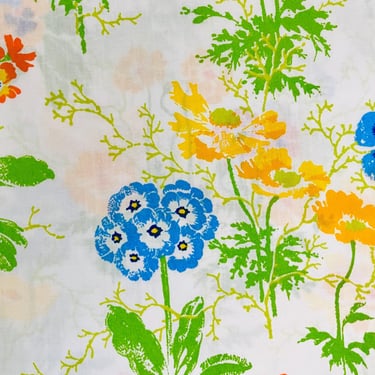Vintage 1980s Retro NOS Flowers Rainbow Colors Bedding Burlington Sheets Fabric 