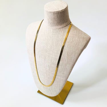 Vintage Gold Tone Herringbone Necklace 