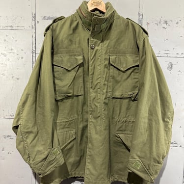 Vintage M65 Field Jacket OG 107 Olive Green Coat, Military Army Medium Long 