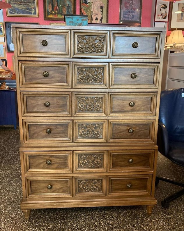 Mid century chest of drawers. Groovy!  39 x 19” x 55.5”