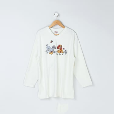 Vintage 90s Lady & the Tramp Fleece Pullover - disney, animals, animation, sweatshirt, nineties - Women's L 