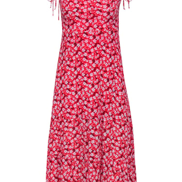 Reformation - Red & Multicolor Floral Print Sleeveless Midi Dress Sz 8