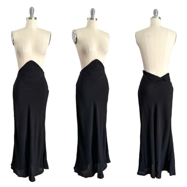 BLACK FRIYAY SALE /// 30s Black Crepe Unfinished Long Skirt / 1930s Vintage Skirt Portion 