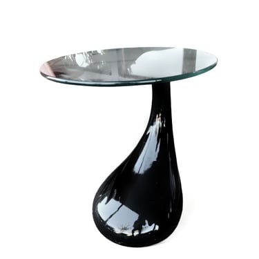TEMPERED GLASS TOP TEARDROP END TABLE (2 AVAILABLE)