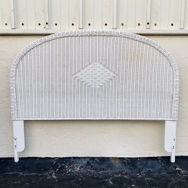 Wicker Queen Headboard - Vintage Coastal Hollywood Regency Bedroom Furniture 