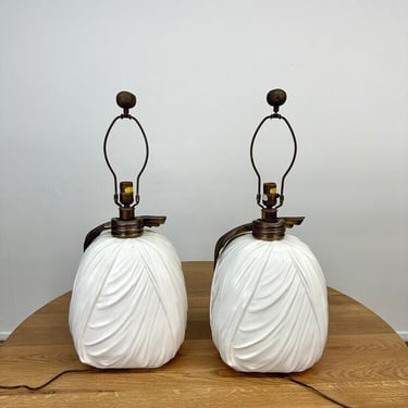Ceramic and patinated brass lamps by Chapman 
