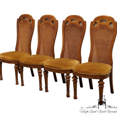 Set of 4 BERNHARDT FURNITURE Italian Neoclassical Tuscan Style Cane Back Dining Side Chairs 636-561 
