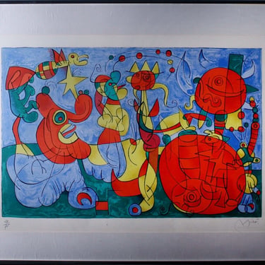 Joan Miro Signed Chez le Roi de Pologne 1966 Lithograph on Paper 28/75 Framed 