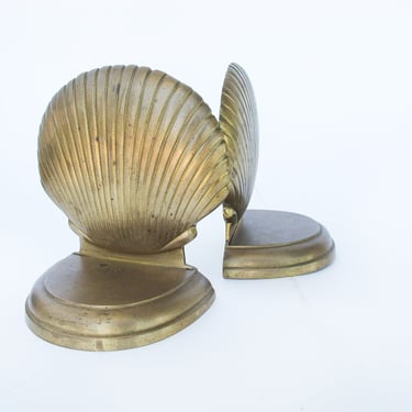 Vintage Shell Brass Bookends 