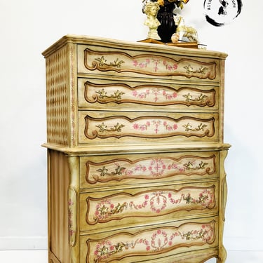 Elegant Highboy French Provincial Dresser 