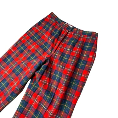 Vintage Pendleton Wool Boyd Tartan Red Christmas Plaid Trouser Pants, Size 30 