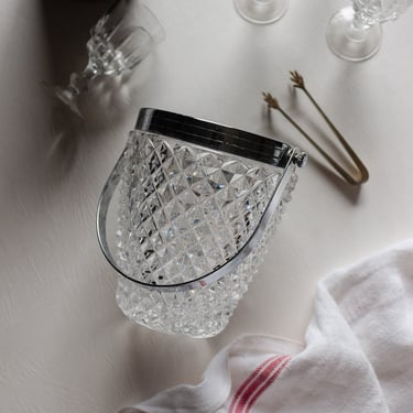 vintage french heaby cut glass ice bucket