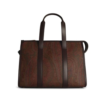 Etro 'Arnica' Brown Shiny Leather Shopping Bag Woman