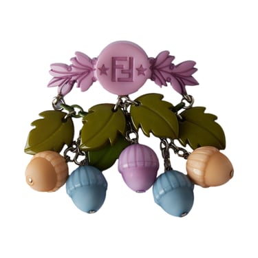 Fendi Pastel Enamel Floral Pin / Bag Charm