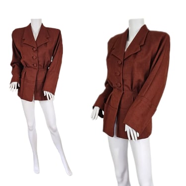 Youthmore 1940's Tobacco Brown Black Check Print Suit Coat I Blazer I Sz Med I Jacket 