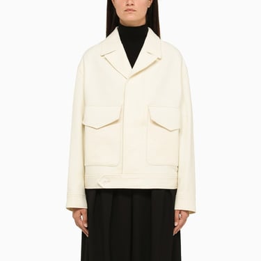 Ami Paris Ivory Jacket In Virgin Wool Women