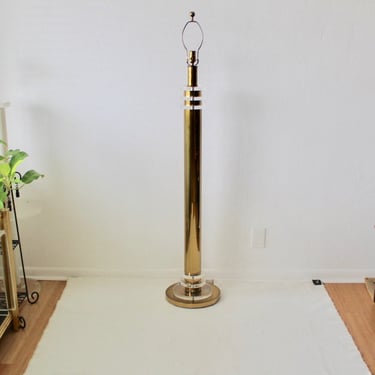 Art Deco Style Brass Lucite Column Floor Lamp 