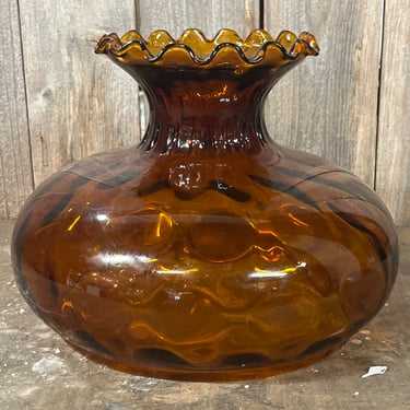 Vintage Amber Blown Glass Lamp Shade 9.5” X 8.5”