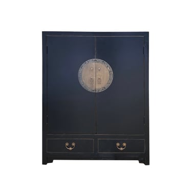 Asian Black Color Moon Face Hardware Side Table Shoes Cabinet cs7484E 
