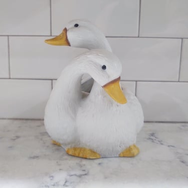 Vintage White Duck Pair Indoor Planter Plant Pot Flower Pot Succulent Pot No. 64030 Possibly Holland 