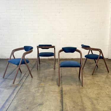 Lacquer and Velvet Dining Chairs - Set of four 